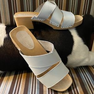 Made in Italy 🇮🇹 white platform slide clog sandals 38 EUC